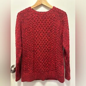 L.L.Bean 100% Cotton Cable Knit Sweater – Red Marled – Women’s Size Small